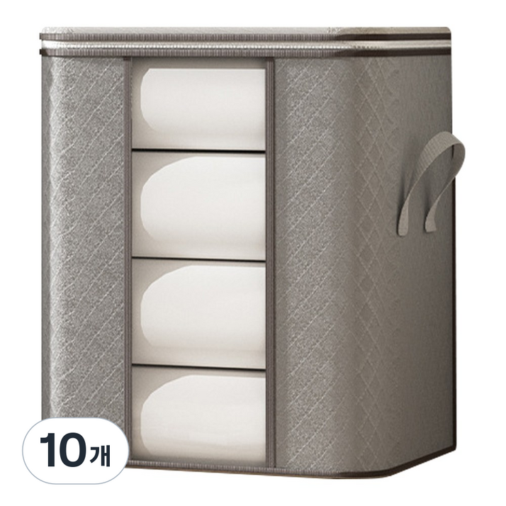 옷정리 리빙박스 수납정리함 다용도 의류 이불 대형 1+1, 10개, 다크그레이