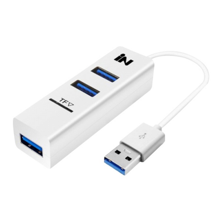 인네트워크 USB2.0 3포트  TF MicroSD 카드 겸용 허브 화이트 INU3TF