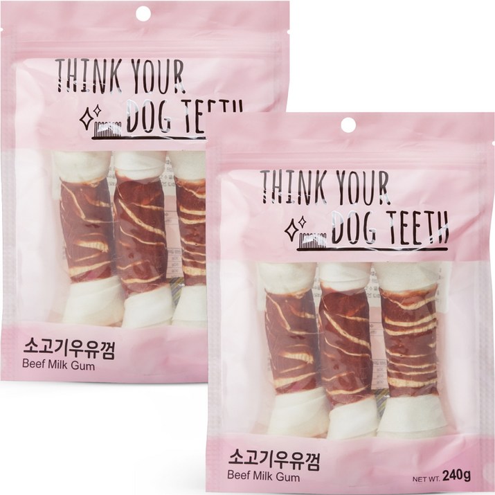 강아지 Think your dog teeth 소고기우유껌 대형 240g 3p