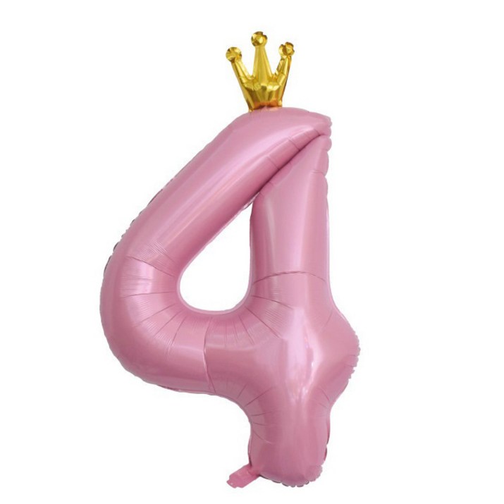 이자벨홈 생일파티 왕관 숫자 풍선 4 초대형, 핑크, 1개