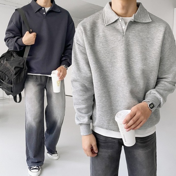 남녀공용 스위트 메가 기모 오버핏 카라 맨투맨