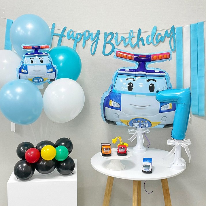 로보카폴리 두돌 남아 생일파티 캐릭터 풍선 세트 로보카폴리 두돌 남아 생일파티 캐릭터 풍선 세트