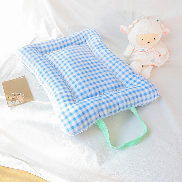 파스텔펫 반려동물 체크 극세사 쿠션