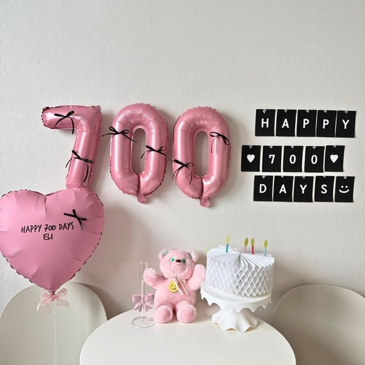 히얼투파티 아기 200일 셀프 촬영, 7. 핑크_숫자700, 1세트