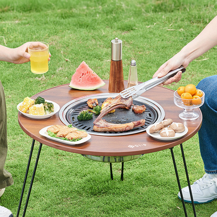 디프 간편 다용도 우드 접이식 바베큐 캠핑 화로 테이블 + 수납 파우치