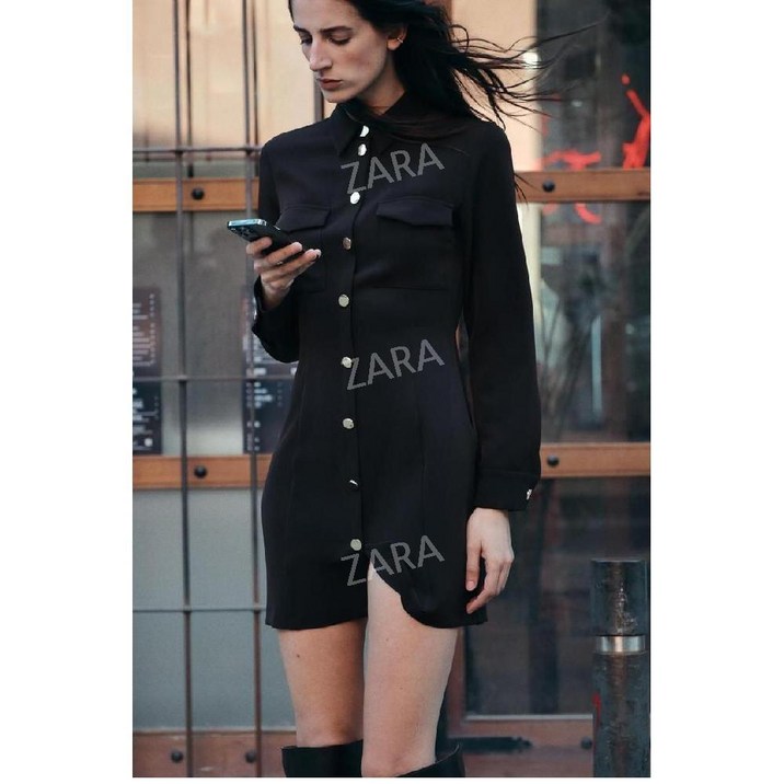 자라 블랙 슬림 골드 버튼 원피스 2025 zara 가을 신상