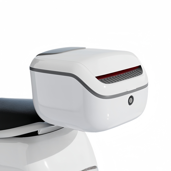 자홀포 오토바이 탑박스 스쿠터용 헬멧 보관 방수 경량 트렁크 전동오토바이 탑박스, 화이트