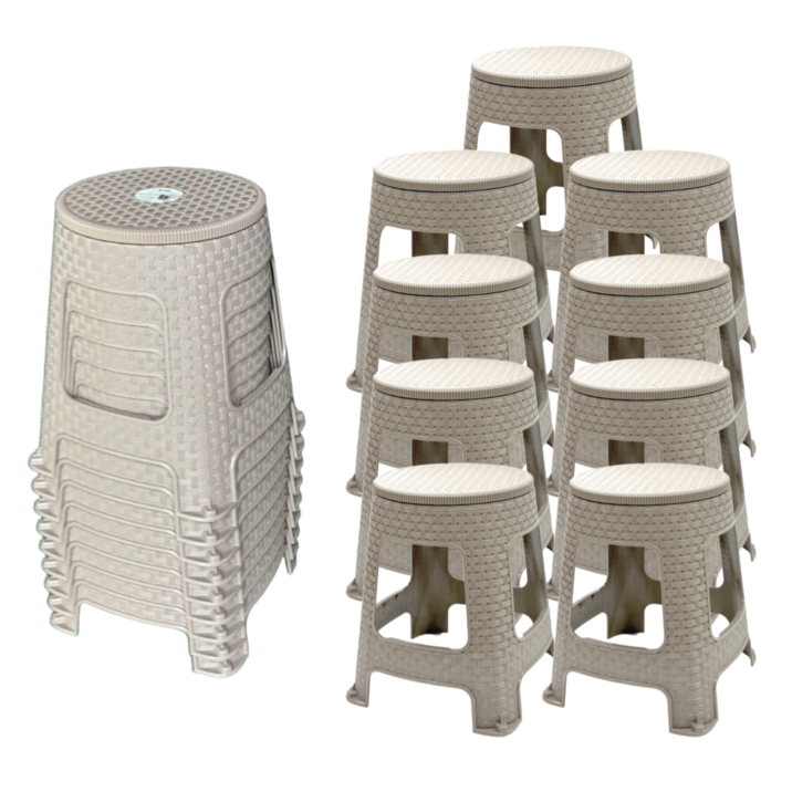 나코 플라스틱 라탄의자 간이 보조 테라스 원형 회전의자 카페, 9개, 회전의자 모카그레이