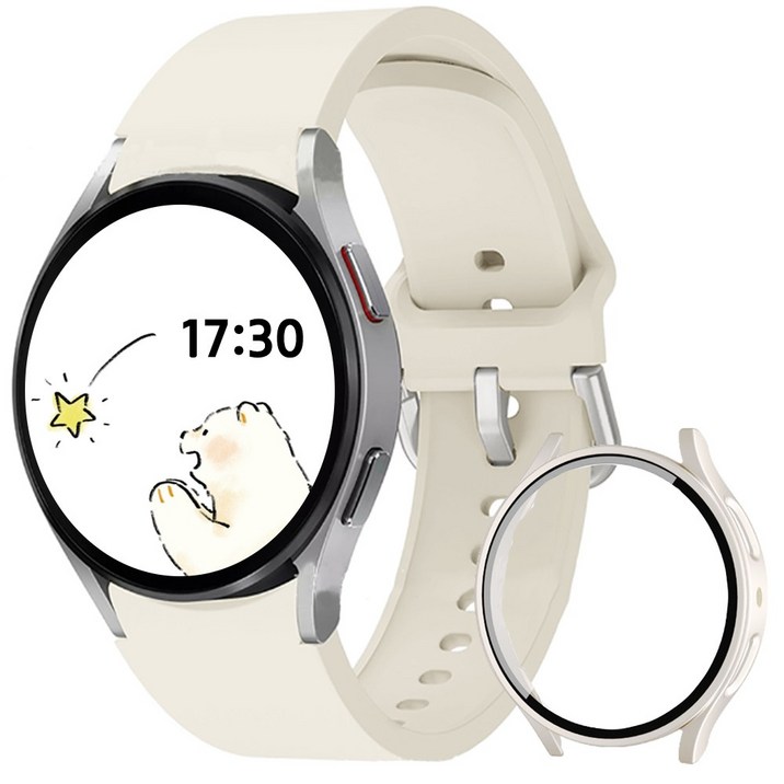 아이비온 갤럭시워치 실리콘 스트랩 40 44mm + 풀커버 케이스 세트