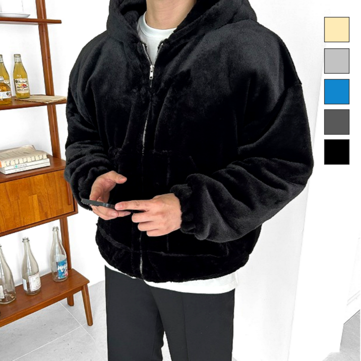 이브컴퍼니 [ 당일 출고 ] 남녀공용 겨울 두꺼운 밍크자켓 커플 밍크후리스 남자 밍크후드집업 (3172-1) 7164772913