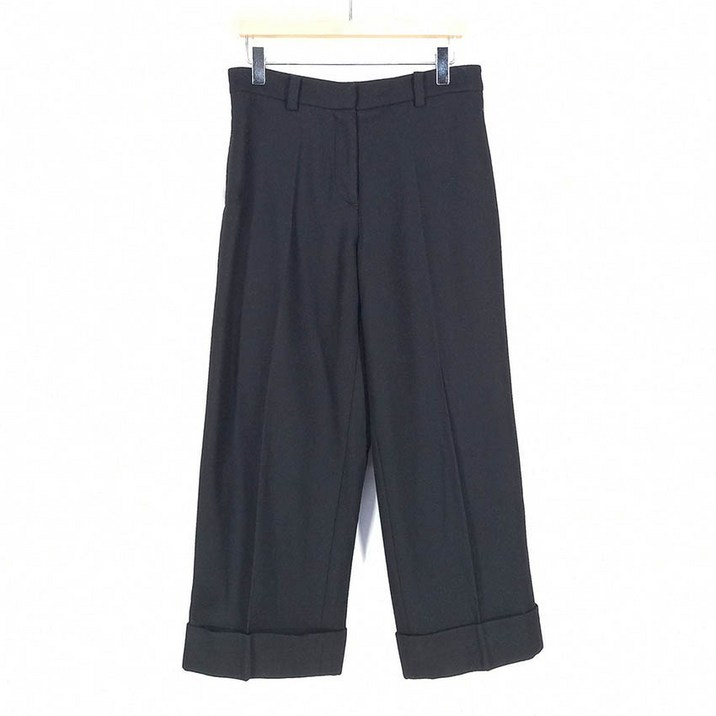 빈티지다온 톰보이 여성 롤업 일자핏 모직 8부팬츠 블랙64