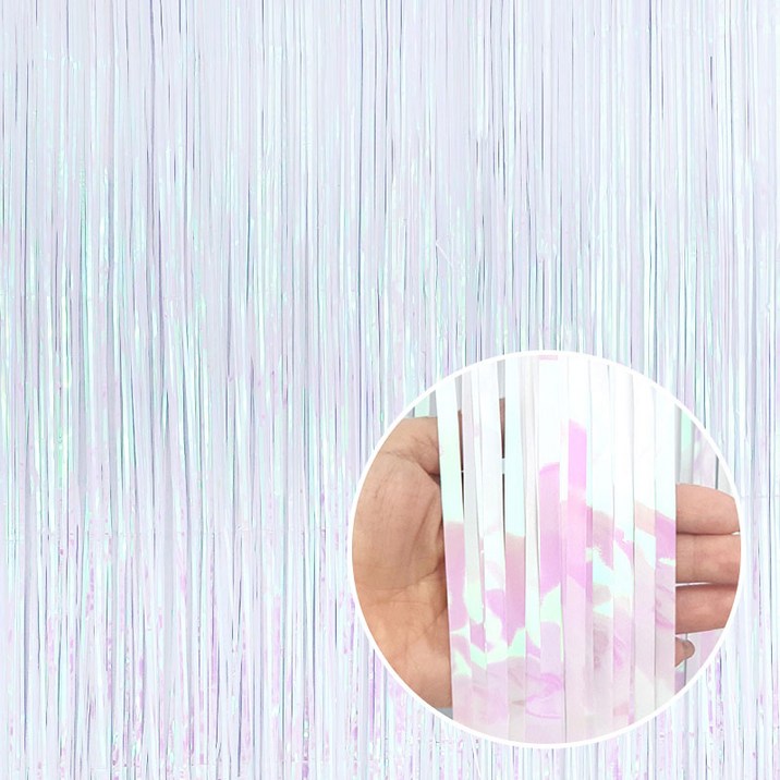 파티팡 은박 수술 파티커튼 파티장식 5개, 홀로그램 펄화이트