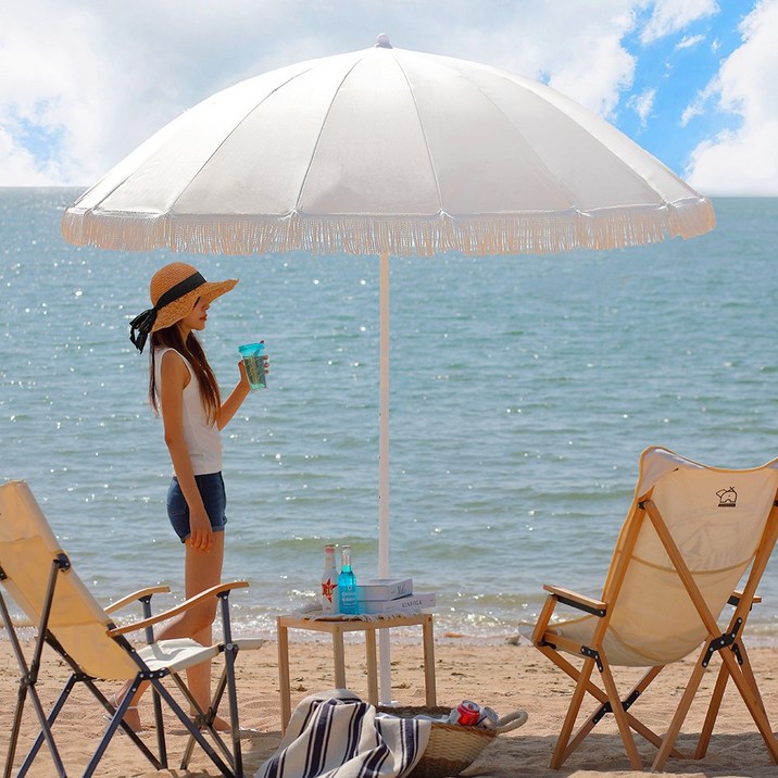 연필트리 감성 캠핑 비치 파라솔 2m  받침대  파우치 세트