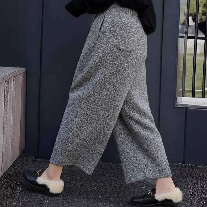 퀸앤조이 헤르미 울블렌드 부클 9부 배기 밴딩 팬츠