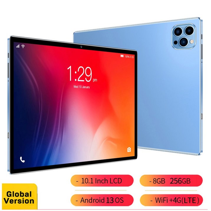 듀얼 통화 블루투스 와이파이 태블릿 PC 안드 13 4G LTE 8GB RAM 256GB ROM 10 인치