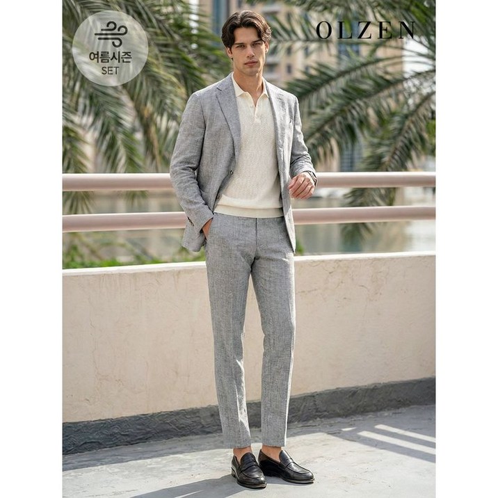 올젠 라이트그레이 썸머 비즈니스 셋업 수트 (ZOE2KG1312_ZOE2PP1312_LGR)
