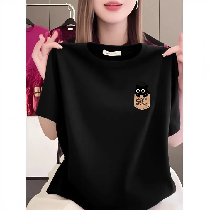 (TRENDISTY)보그핏 샤셔상의 / 여성 데일리 반팔 티셔츠 캐릭터 기본 상의