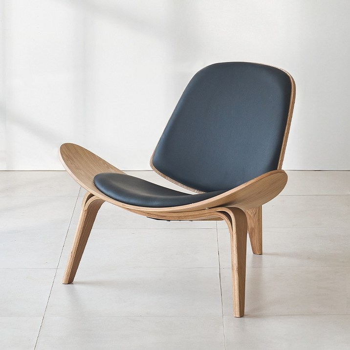 퍼니인어스 릴렉스 북유럽 우드 쿠션 인체공학 라운지 체어, 내추럴_블랙시트