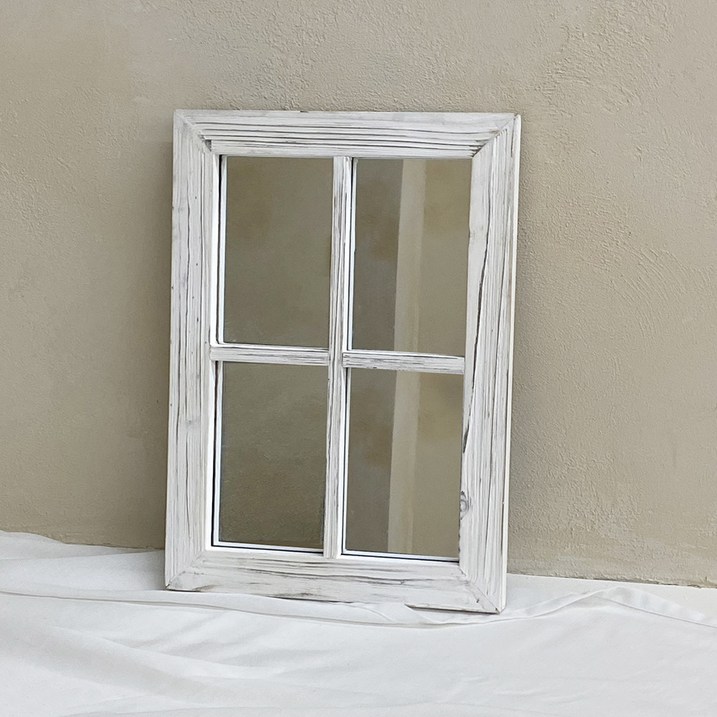 우드 창문거울 벽걸이 창문형 사각형 프로방스 빈티지 프레임 거울