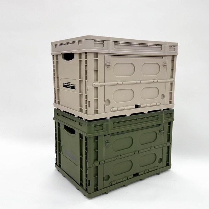 멀티 폴딩 박스 80L 대형 카트호환 다용도 캠핑 박스 캠핑용품 자동차 트렁크 정리함 접이식 리빙박스, 딥베이지, 1개