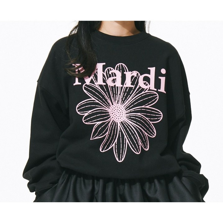 마르디 메크르디 꽃무니 스위터 블랙 핑크 FREE 사이즈  SWEATSHIRT FLOWERMARDIBLACK PINK