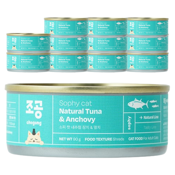 조공 고양이 소피 내추럴 참치 멸치 습식사료, 참치 멸치, 90g, 12개