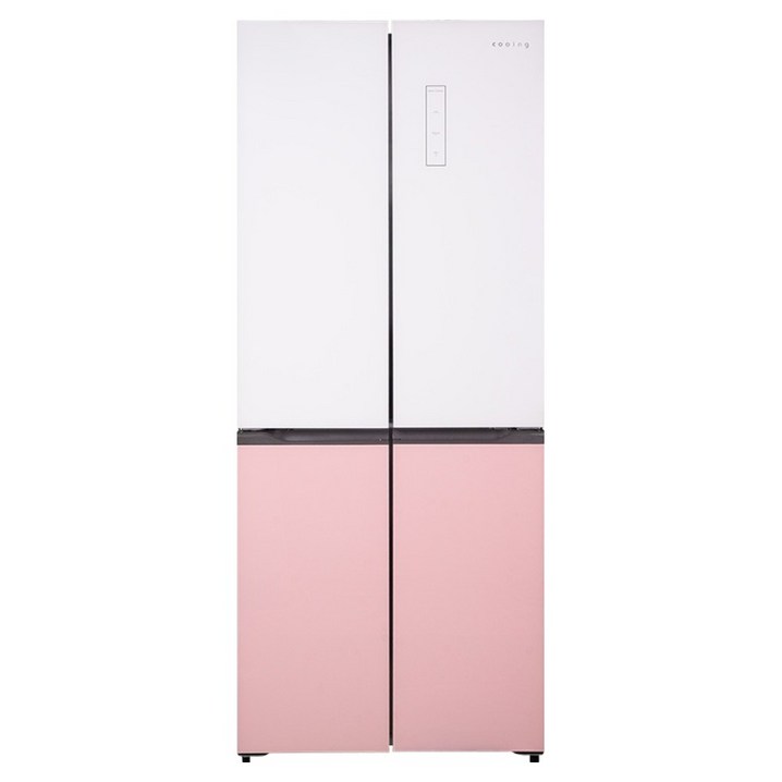 쿠잉전자 글램 글라스 대용량 418L 양문형 4도어 냉장고 방문설치