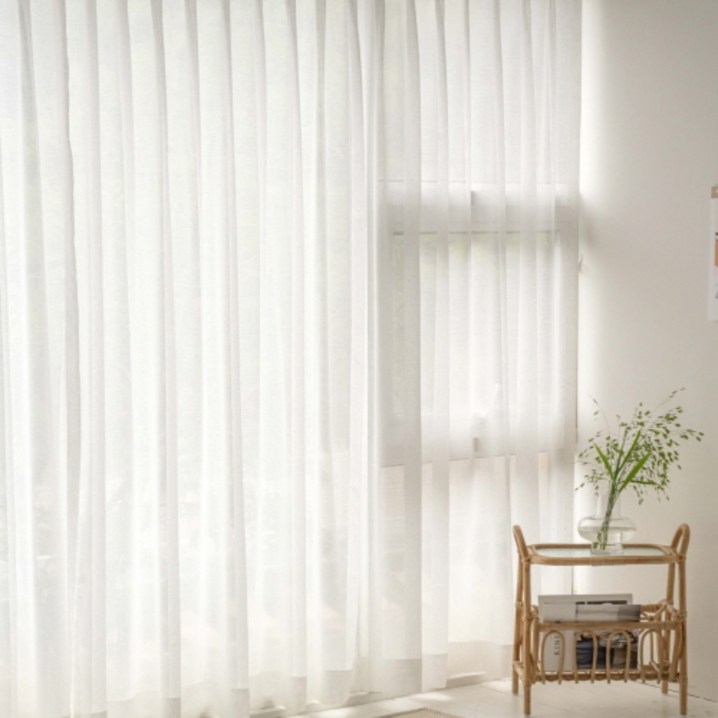 제이앤하우스 밀크 린넨 나비주름 커튼 2p 세트