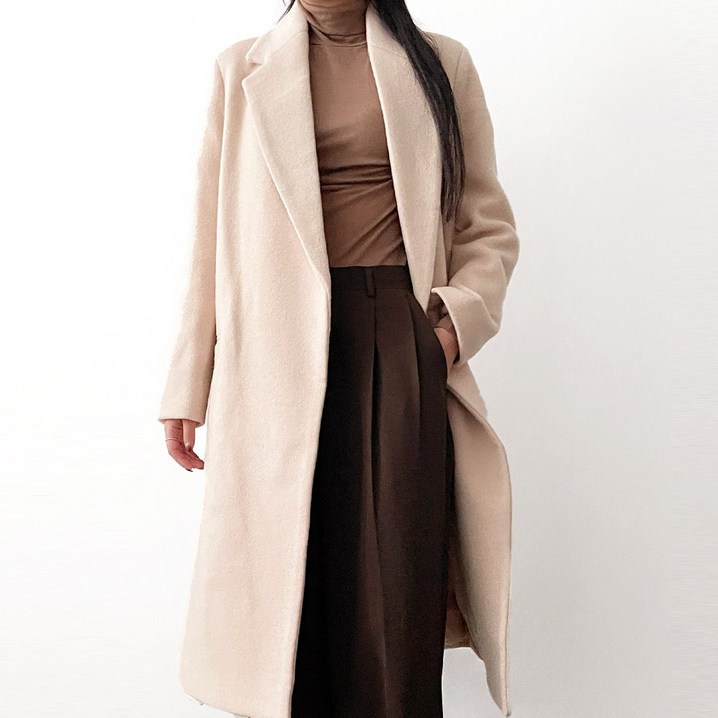 디아웃핏 여성 고급 울 롱 코트 베티 루즈핏 오버핏 싱글 겨울