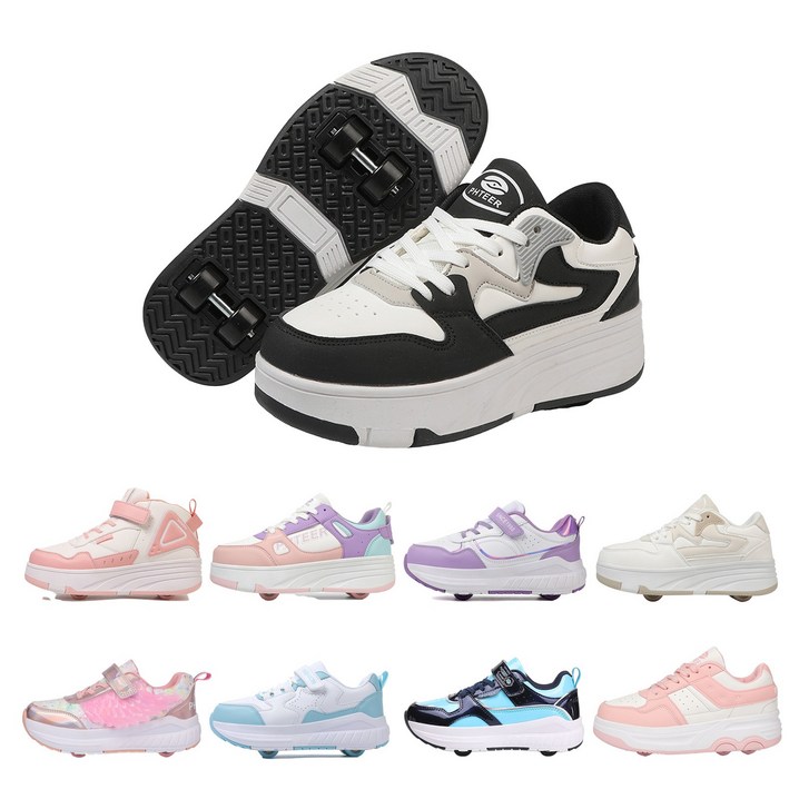 PHTEER 롤러슈즈 바퀴달린 운동화 바퀴달린 롤러슈즈 4륜 F03