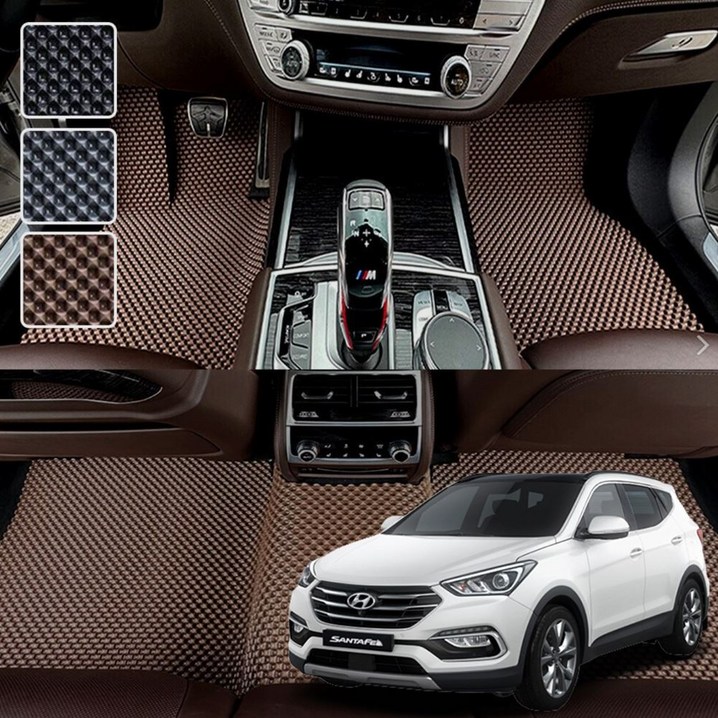 싼타페DM 전용 3D 엠보싱 차세대 고무매트 1열2열 세트 2012.32018.2, 블랙, 36 싼타페DM2열고정홀X