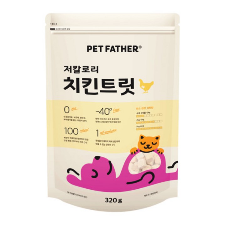 펫파더 고양이간식 동결건조 간식 대용량, 1개, 320g, 치킨