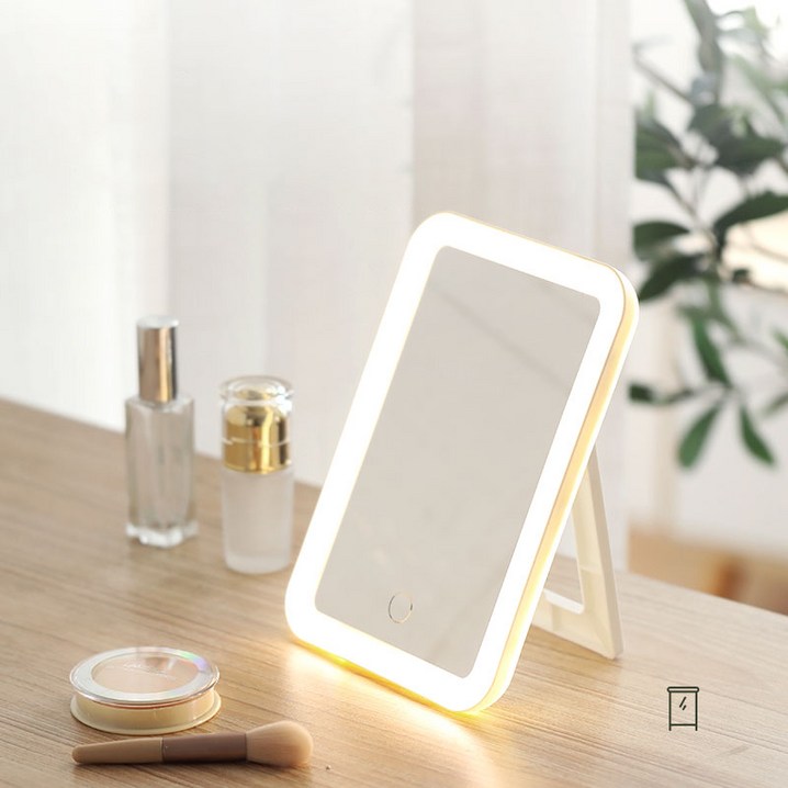 달빛 거울 LED 화장대 정사각형 조명 거울, 흰색