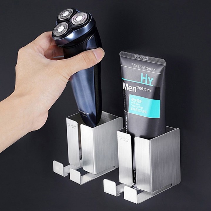 스테인리스 벽걸이 칫솔 거치대, 304스텐전기면도기홀더, 1개