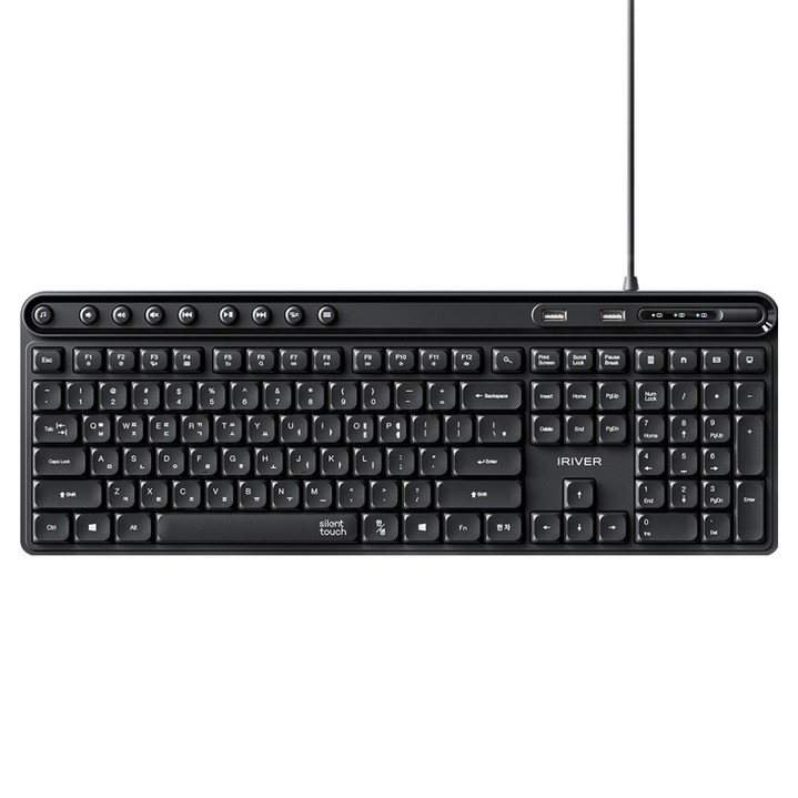 아이리버 2PORT HUB 지원 생활방수 무소음 유선 키보드, Black, K601U, 제조사축