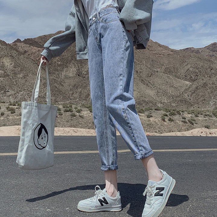 반야스토리 여성용 간절기 루즈핏 세미 배기 청바지 SS120