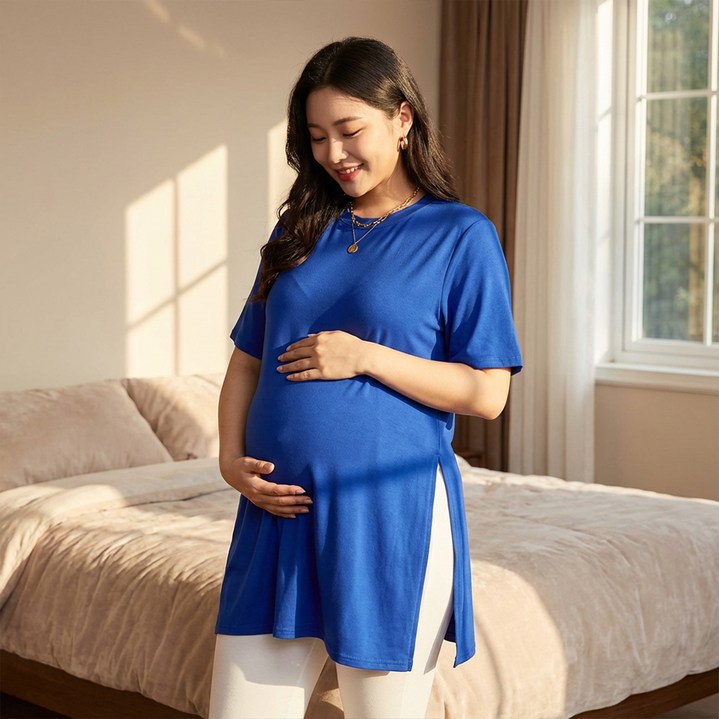 알로데 옆트임 임부 롱티셔츠