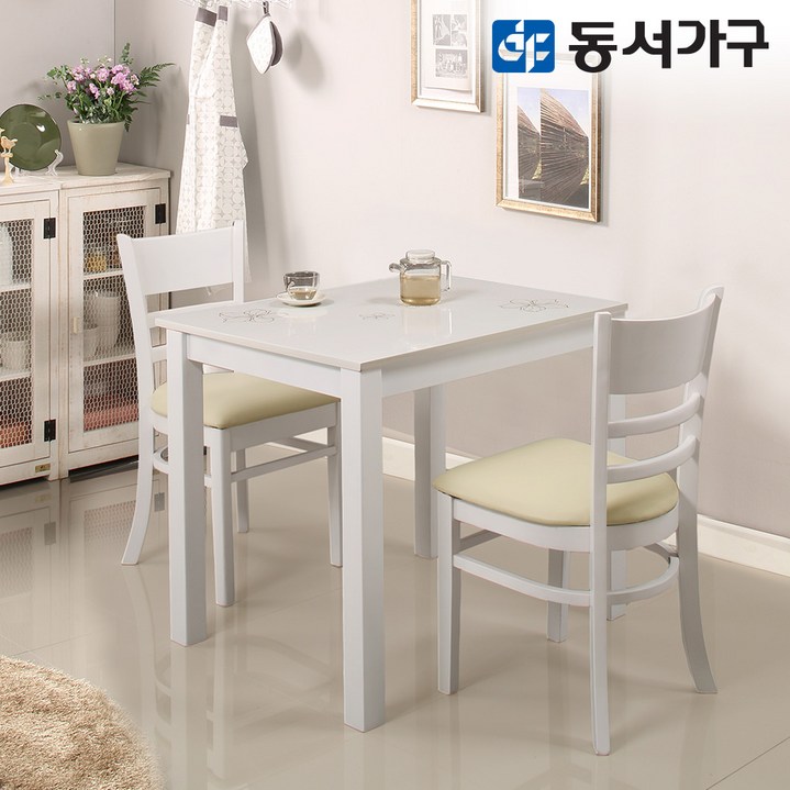 동서가구 베이직HI 2인 하이그로시 광택 식탁 테이블/의자 미포함 DF629553