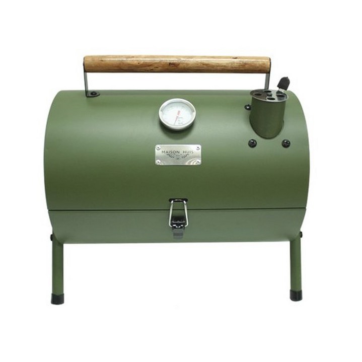 (캠핑플렉스) 테이블탑 오븐 훈제 바베큐그릴 캠핑용 야외용 훈제 삼겹살 BBQ 그릴 손잡이 화로대 감성 캠핑 훈제그릴 숯불구이 접이식 예쁜, 1개