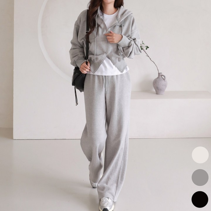 더험프 여성 기모후드집업세트