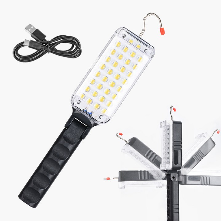 올라빔 34구 LED 충전식 작업등 각도조절 자석부착 차량정비등, 1개, 혼합색상
