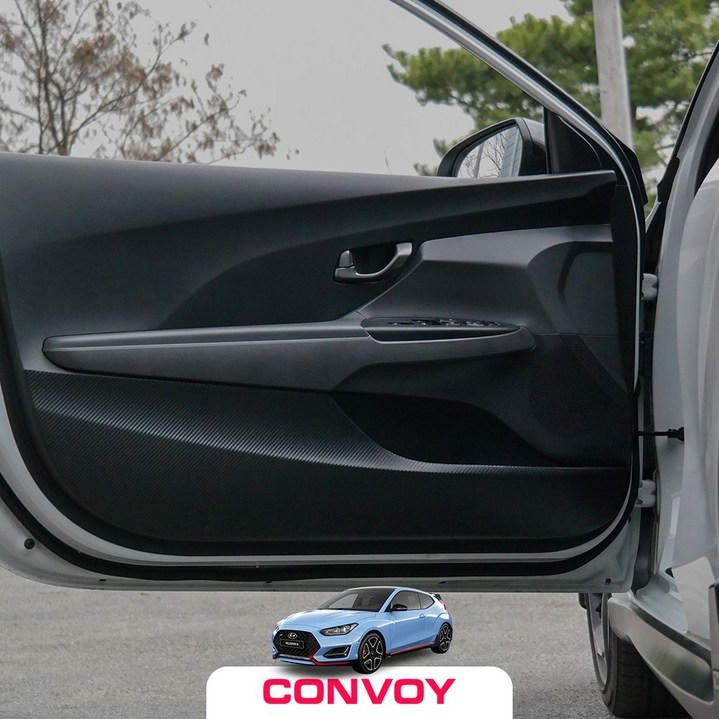 콘보이 도어커버/ 벨로스터JS 벨로스터 N 스크래치방지 모음 자동차 실내커버 튜닝 용품, 블랙카본재질, 현대-벨로스터JS, 현대