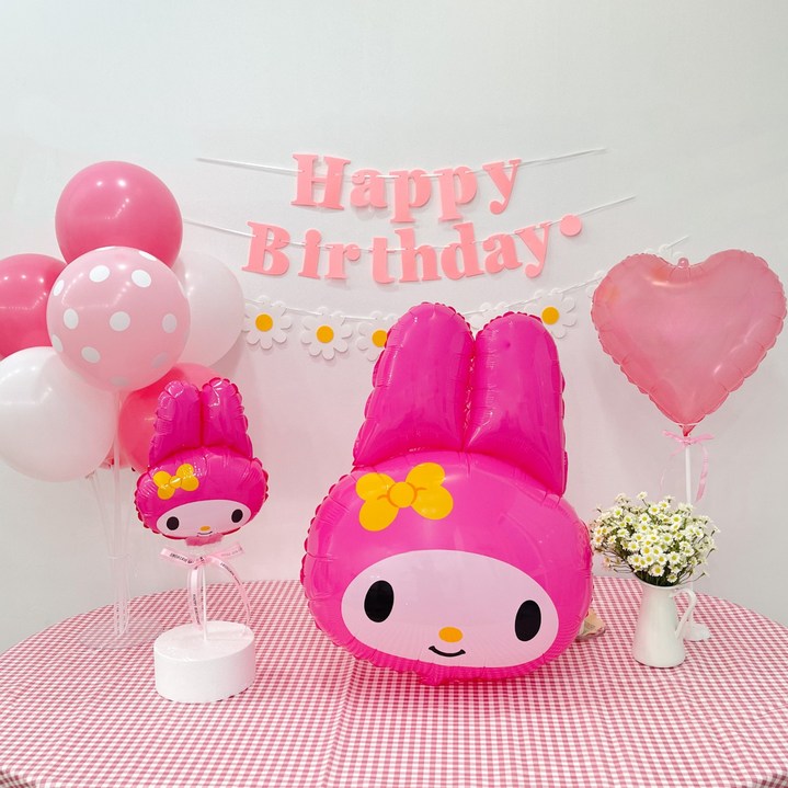 쏙쏙마켓 생일파티용품 산리오 여아 공주 생일풍선 가랜드 세트, 1세트, 마이멜로디 점보 풍선세트