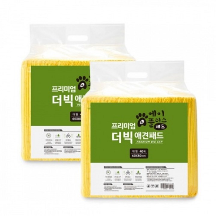 에이플러스 프리미엄 더빅 대형 애견 배변패드 40매 2개 60x80cm, 2개