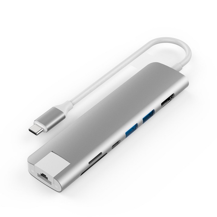 아이논 USB 3.0 C타입 7in1 멀티허브 메모리카드리더기, INUH510C, 실버