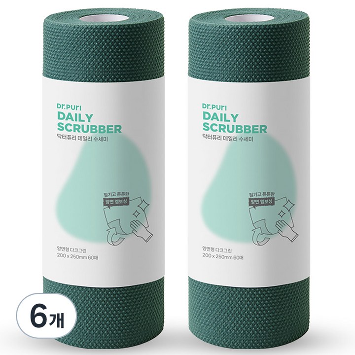 닥터퓨리 데일리수세미 대형, 다크그린, 6개