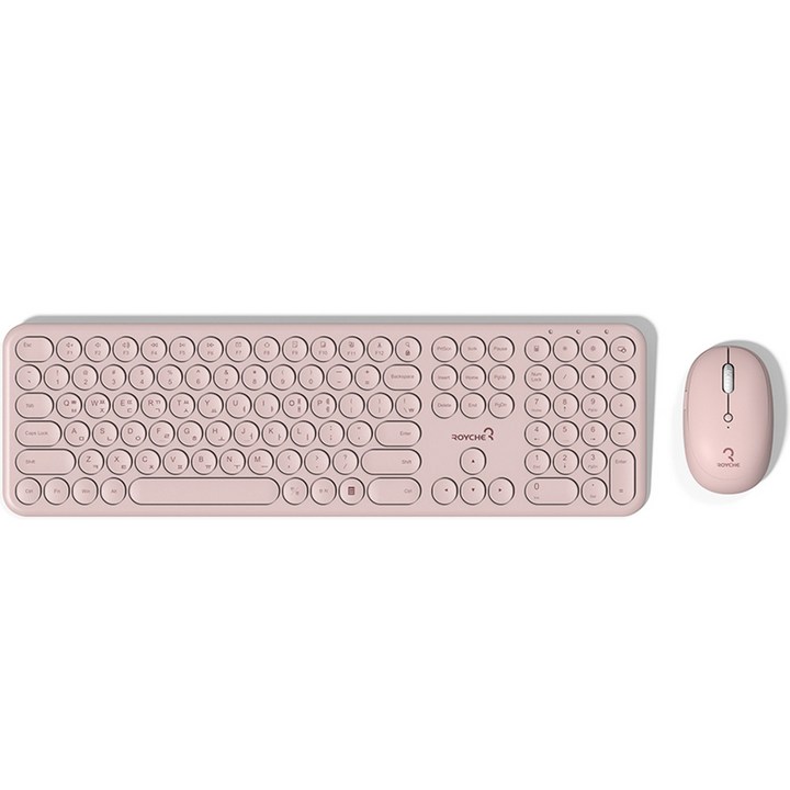 사무용키보드 로이체 펜타그래프 무선 키보드 마우스 콤보 세트, 일반형, RMK-5600, Pink
