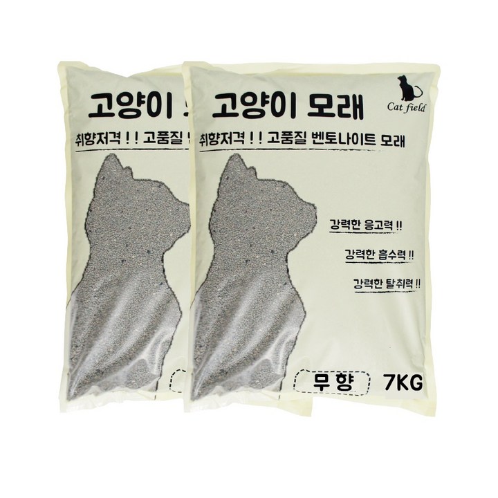 캣필드 벤토나이트 고양이모래 무향, 7kg, 2개, 무향