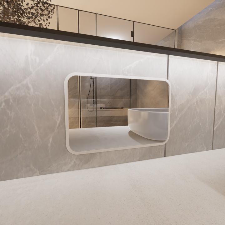 마드 부착식 심플 아크릴거울 하드코팅 긴사각형 M, 화이트