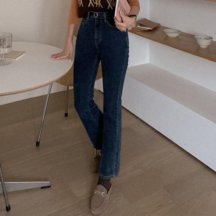 큐니걸스 여성용 5 155Line 탄탄스판 부츠컷 데님 팬츠 일반버전